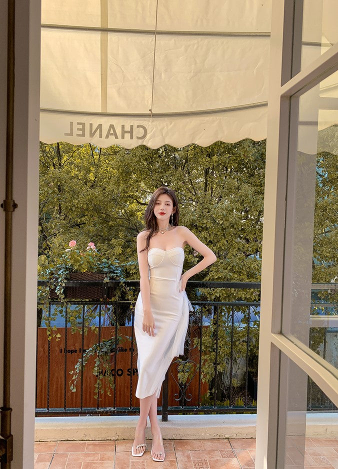 DOLLY Elegant Sleeveless Off Shoulder Backless Knitted Dinner Dress-URIEL