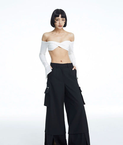 TINY IN Pocket Detachable Loose Track Cargo Pants-NIA