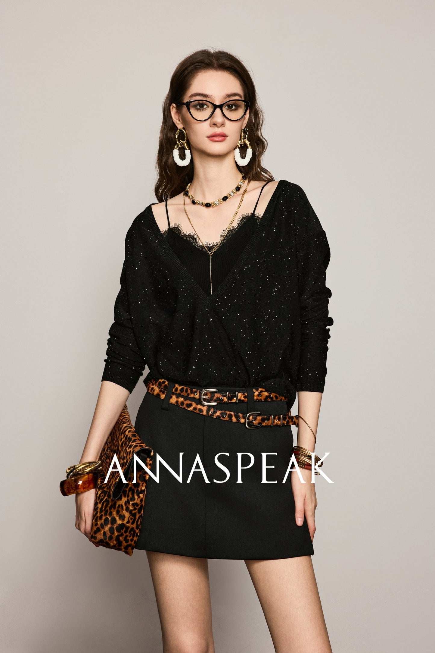 ANNASPEAK original top layer cowhide high-quality texture vintage leopard print belt-NIGE.