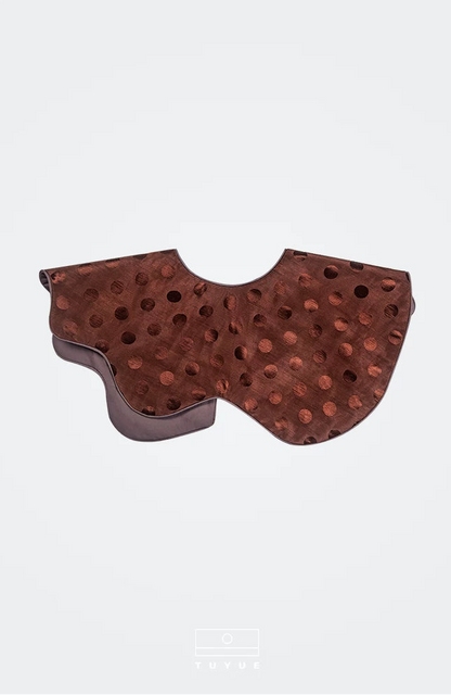 TUYUE Brown polka dot linen decoration cloud shoulder- FELIX