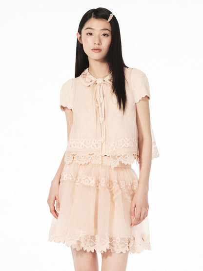FAME A-line drapery embroidered two-piece top - AVA
