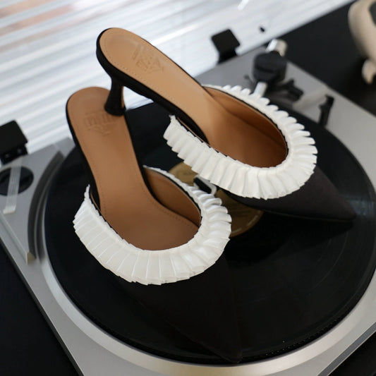B-FEI French Semi-Drag Pointed Toe Mid-Heel-CHROLLO.