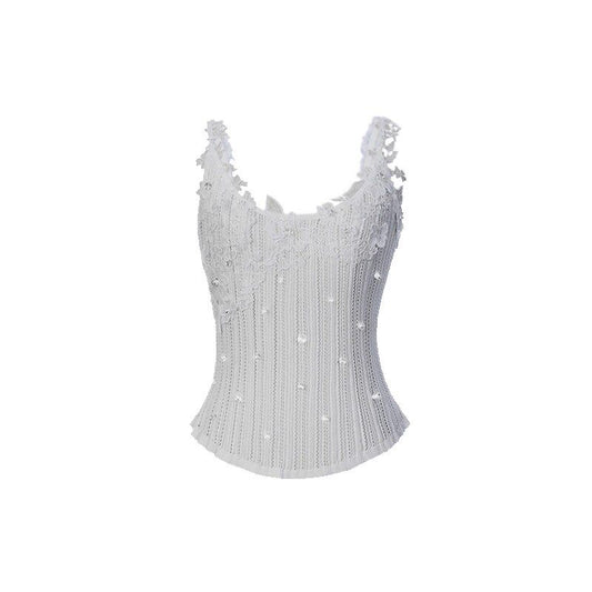 FAME Lafim Lace Spliced Knit Vest Top- AMELIA.