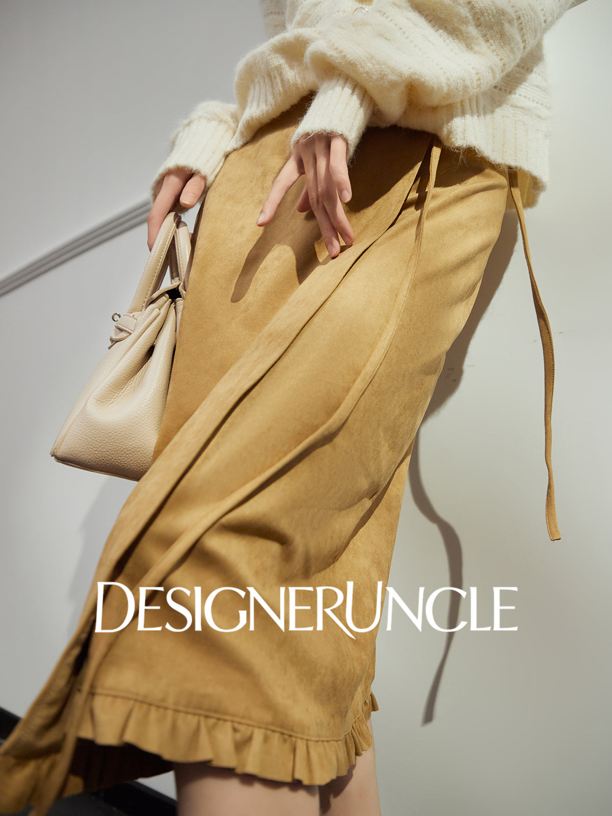 DGU "Golden Diamond" khaki high-waisted slimming commuting high-end skirt - Stephania.