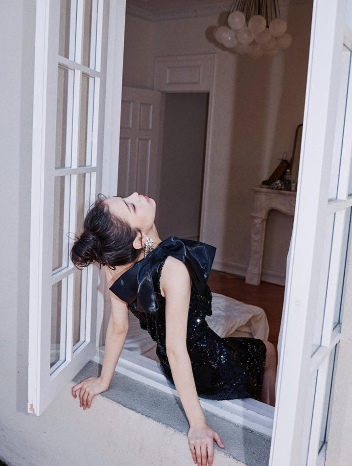 DOLLY Elegant Black Sleeveless Bow One Shoulder Slim Fit Short Dinner Date Dress-LUISA