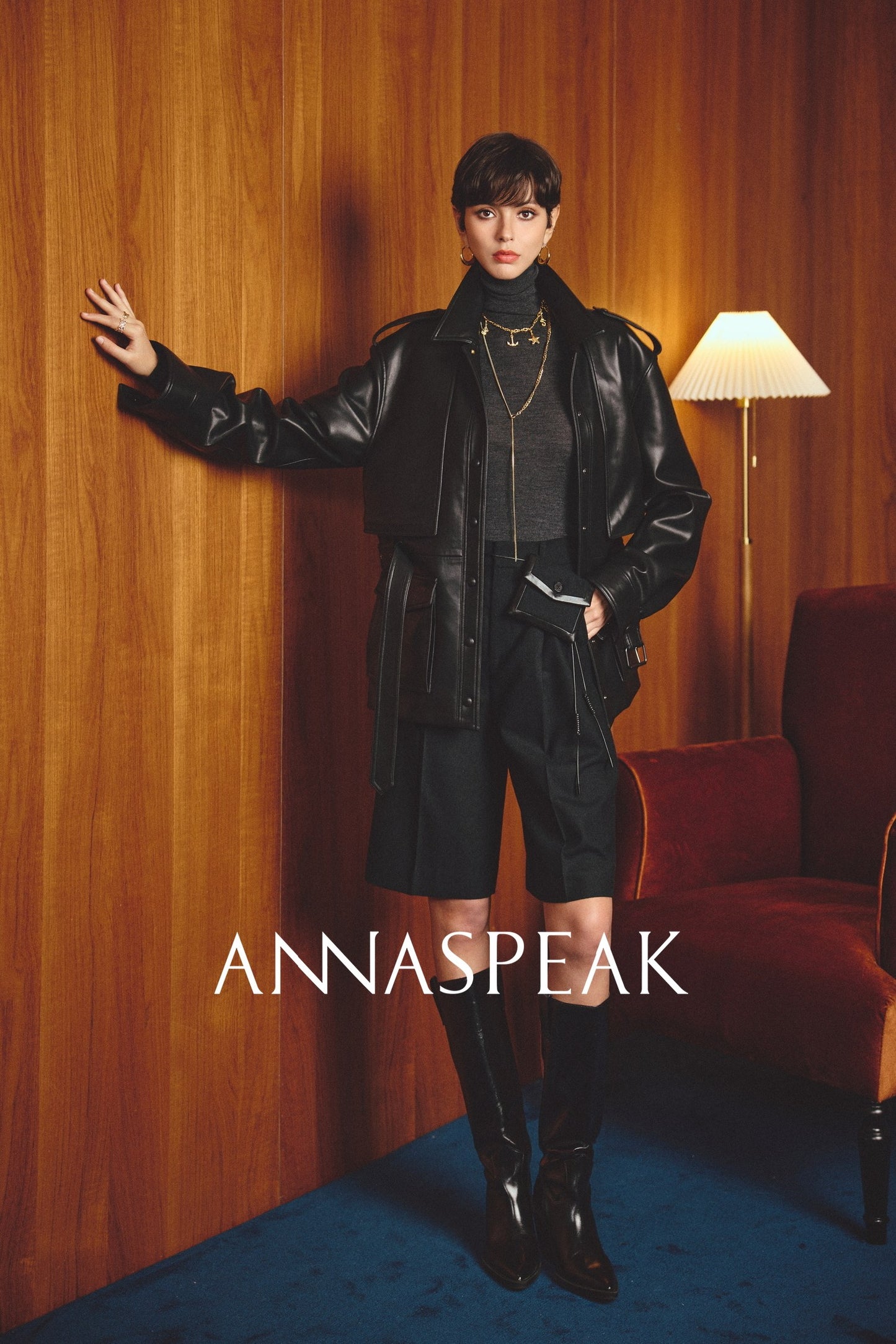 ANNASPEAK   Wool MINI Waist Bag Straight Leg Pants -COLE.