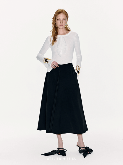 ATELIER MISS LU Lace-embellished Lightweight Knitted Long-sleeved Top - SCALAN.