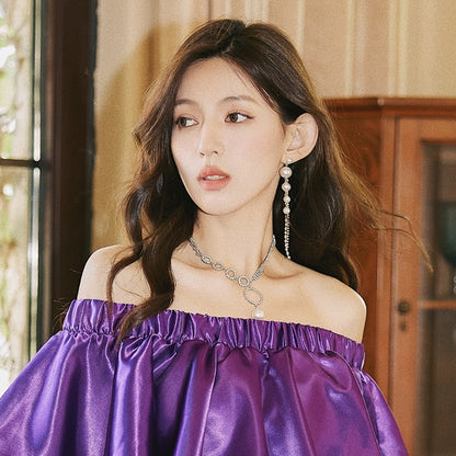 DOLLY Elegant European Style Diamond Pearl Tassel Chic Earring-CAMILA