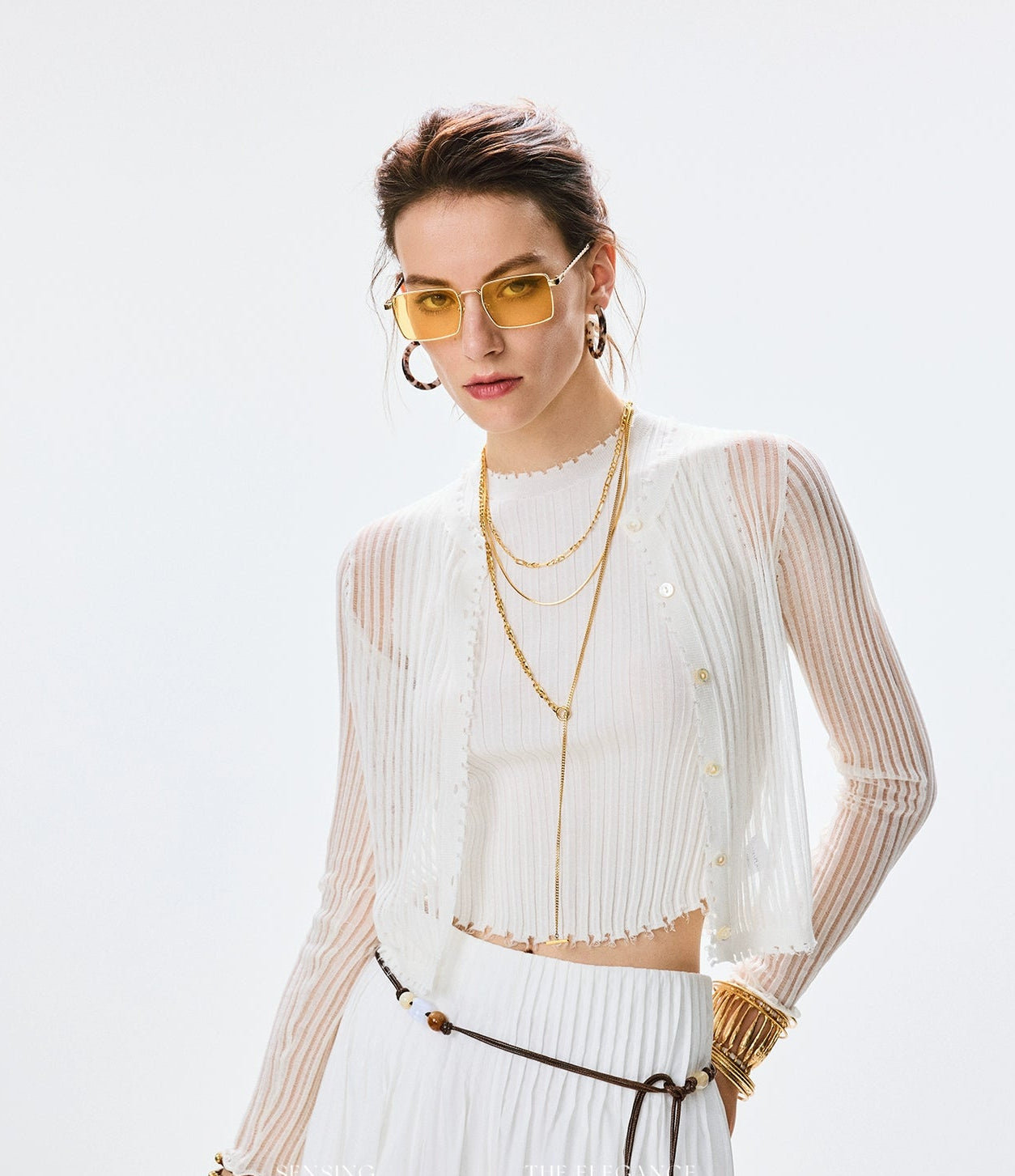 ANNASPEAK  breathable raw edge design knit vest cardigan-PORS.