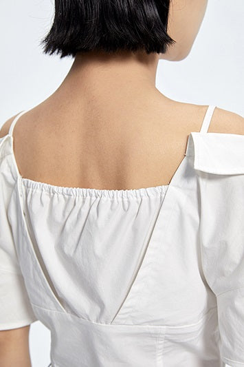TINY IN stitched off-the-shoulder cut-out ultra-cropped women's shirts- CART