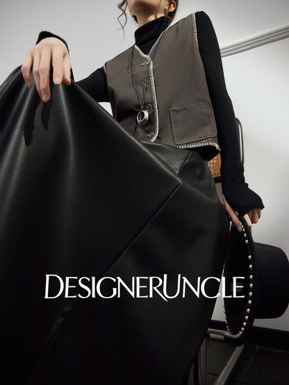 DGU|Leather Vest Light Luxury Commuting Loose and Versatile Design Shoulder Top - Stephan.