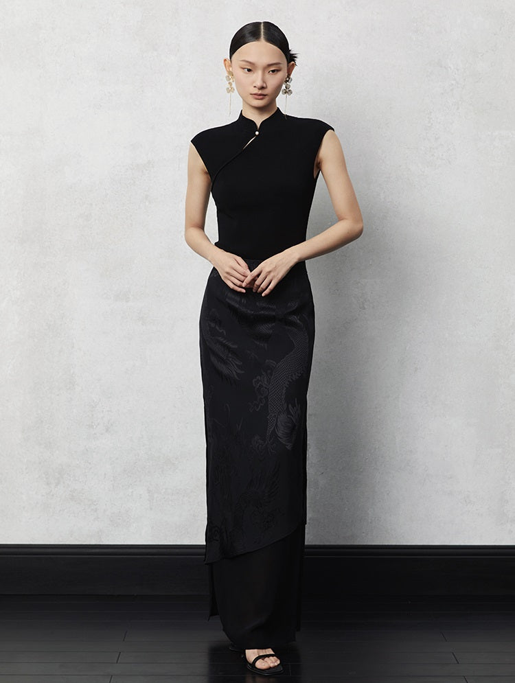 HECO acetate tulle high waisted cascading long skirt summer - lion.