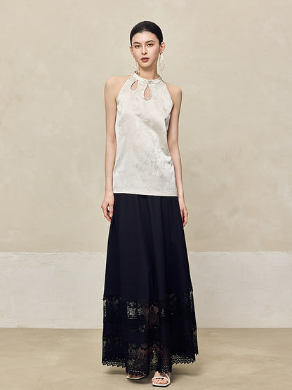 HECO Acetate Hollow Lace A-line Long Skirt women - FLOW.