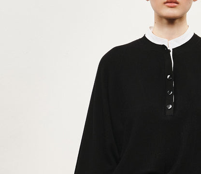 ZHUCHONGYUN two-piece stand-up collar knitted long-sleeved top-ROXY.