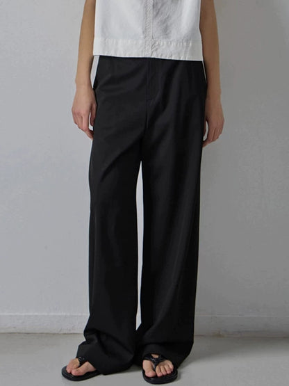 Nothing Written Casual High-waisted Slim Versatile Straight-leg Pants-LIV.