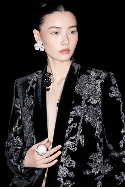 M essential Mackay designer iron orchid embroidered suit - Selima