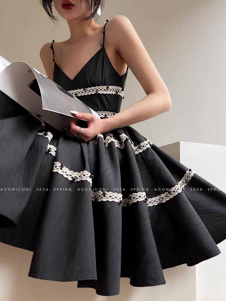 black tutu cocktail dress Black Tie Tulle Dress Women For Prom - Black Formal Bridesmaid Dress - Cocktail Halter Dress Layered With Open Back