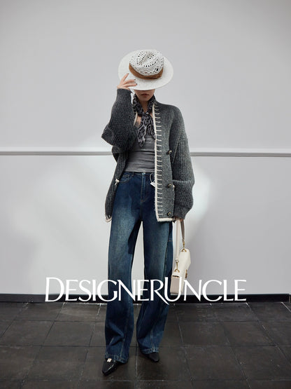 DGU|Gray sweater new design sense niche loose and lazy knitted top jacket - CONSTANT.