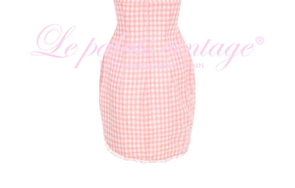 Le Palais Vintage Sweet Pink Padded Puff Sleeve Slim Fit Dress-HORIMIYA.