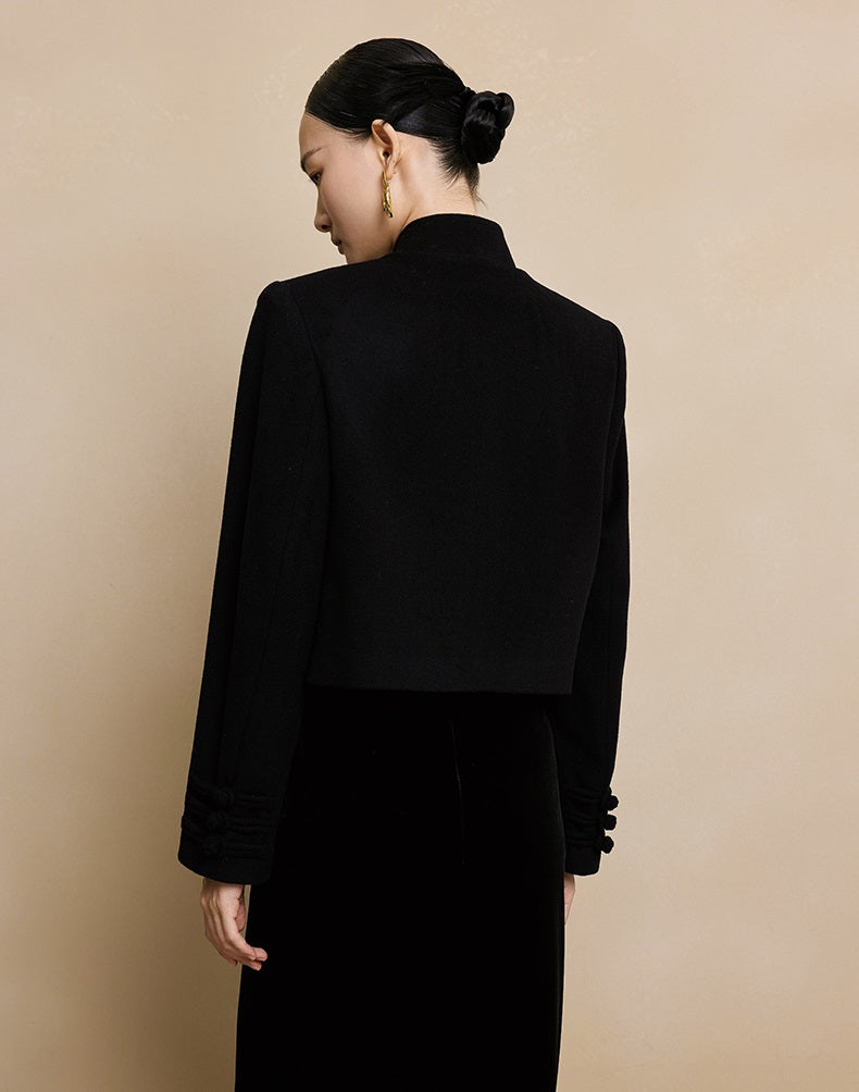 HECO Camellia Embroidered Tweed Short Jacket - crow.