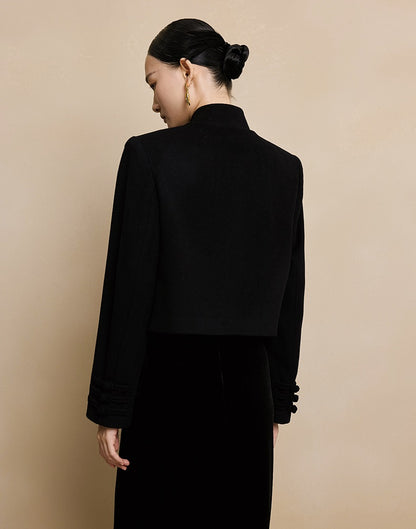 HECO Camellia Embroidered Tweed Short Jacket - crow.