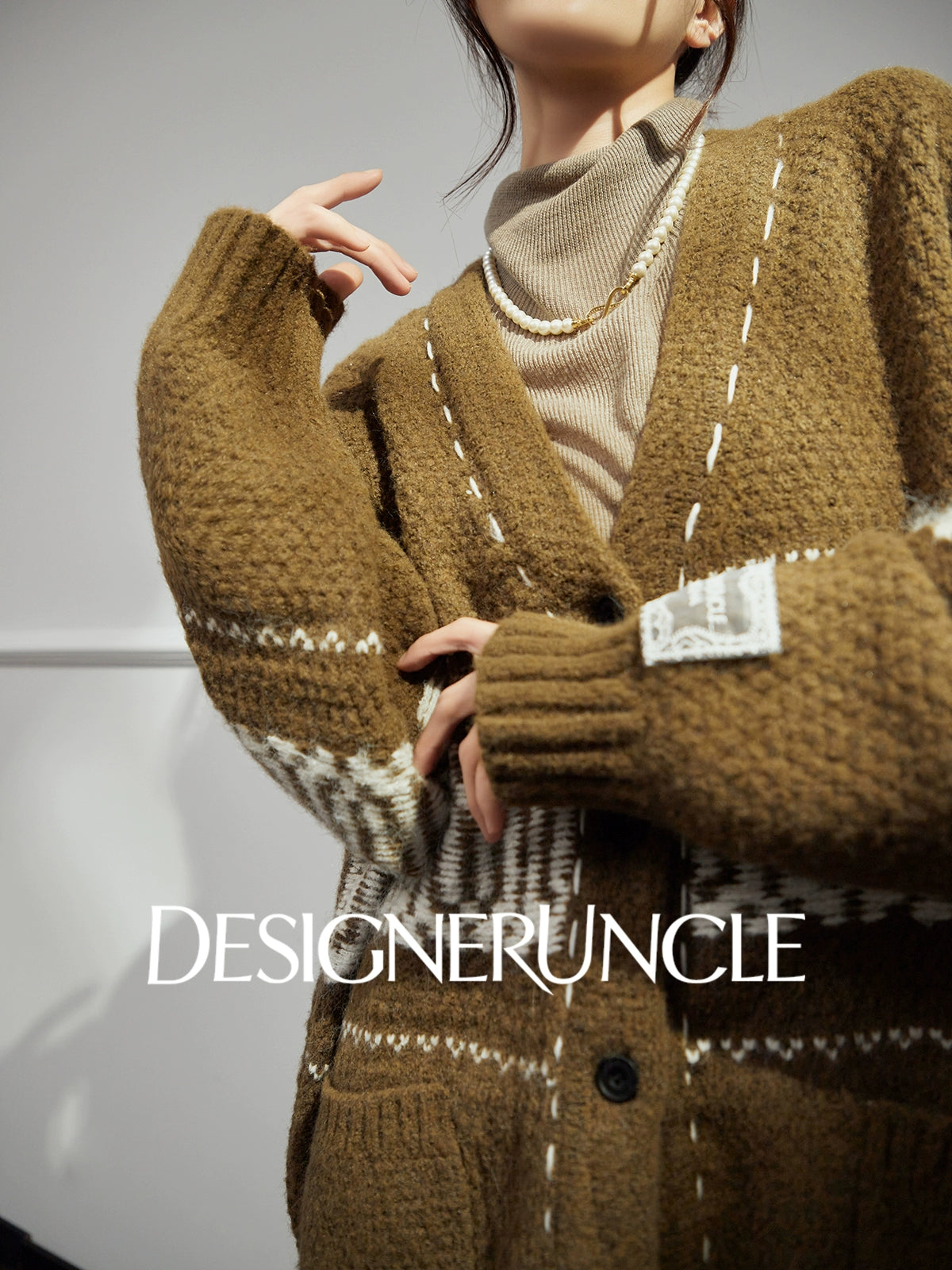 DGU "Tanger" Fair Isle sweater women's retro loose knitted cardigan jacket - ALEX.