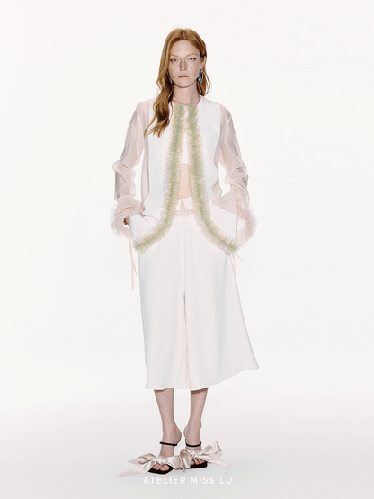 ATELIER MISS LU Authentic Waist Tulle Paneled Wide Leg Pants - KARINA
