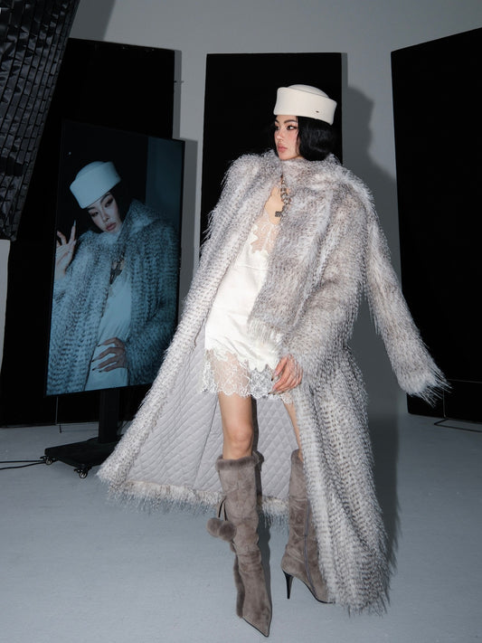 MEI SANGUAN Gray Eco-Fur Cotton-Lined Jacket- ISLA