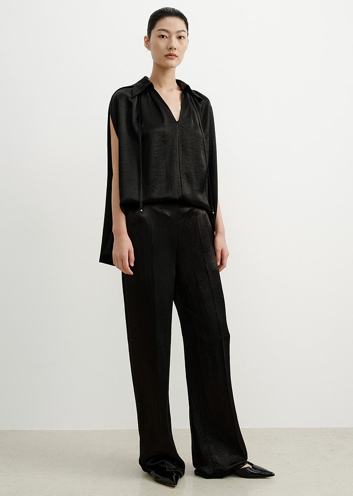 COMME MOI  women's cape shirred drape chic top - HANNAH.