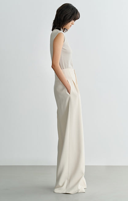 COMME MOI small cap sleeve semi-high neck knitted top - MADISON.