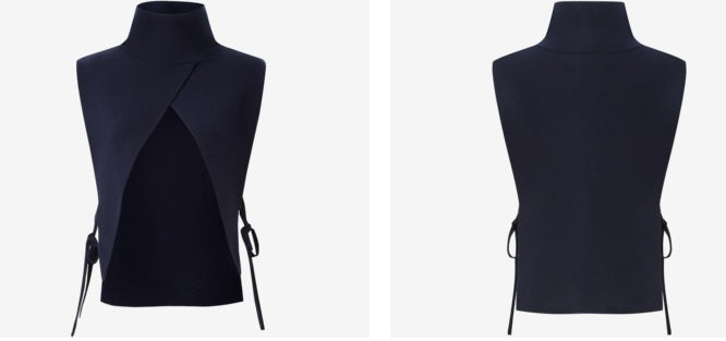 COMME MOI Lu Yan designer new women's casual fashionable wool knitted turtleneck shoulder - FADED.