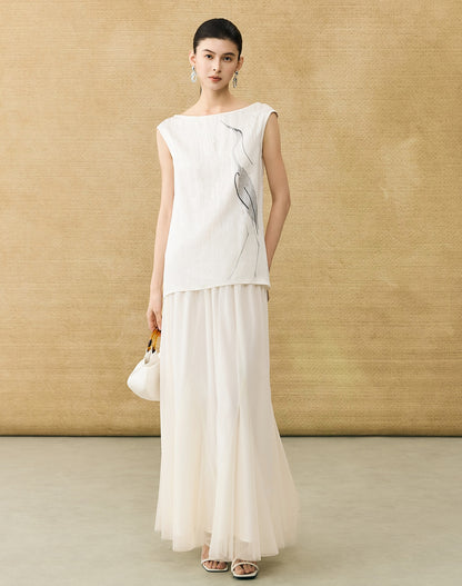 HECO Chinese style crane print top - LIVES.