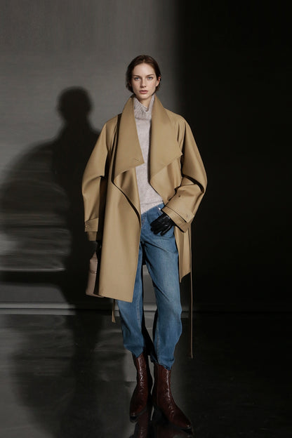 PIAOIN Silhouette design short windbreaker women's luxury jacket commuter-JEAN