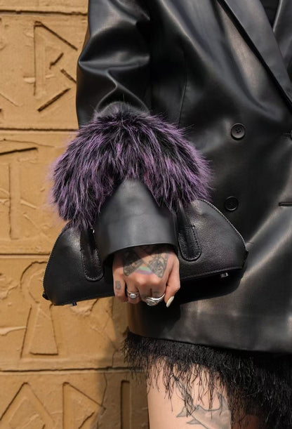 IUBALLET Fur Leather Tote Handbag - SIGNED.