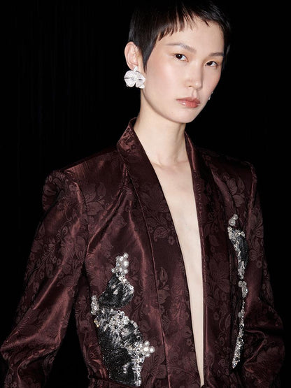 M essential Mackay designer embroidered jacquard pant suit - Buniu.