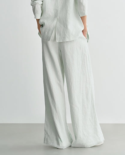COMME MOI Linen High Waist Wide-leg Pants - THOMAS.