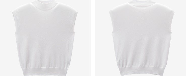 COMME MOI Lu Yan designer's new women's semi-turtleneck slim seamless knitted top - BRAIN.