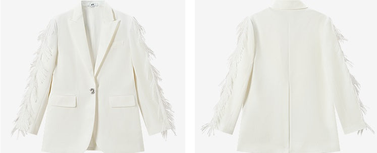 COMME MOI Lu Yan designer new women's fringed lace triacetic acid wide suit - WORRY.