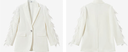 COMME MOI Lu Yan designer new women's fringed lace triacetic acid wide suit - WORRY.