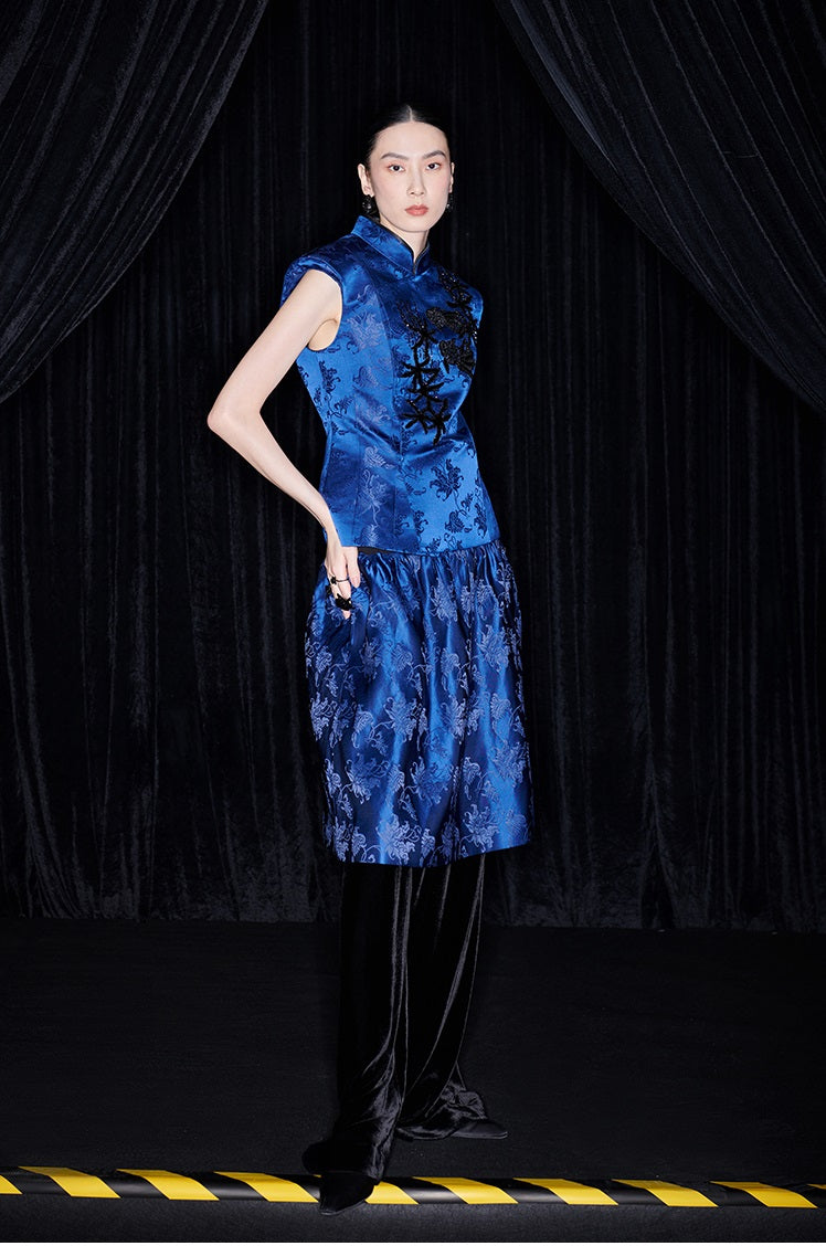 M essential Ma Kai designer Haiqing jacquard fish algae pattern nail beads vest - PEAC.