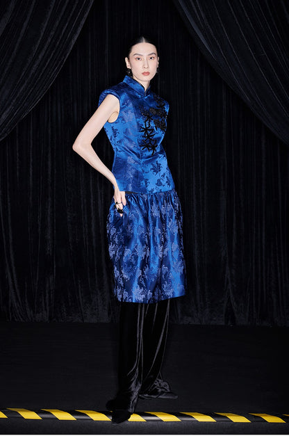 M essential Ma Kai designer Haiqing jacquard fish algae pattern nail beads vest - PEAC.