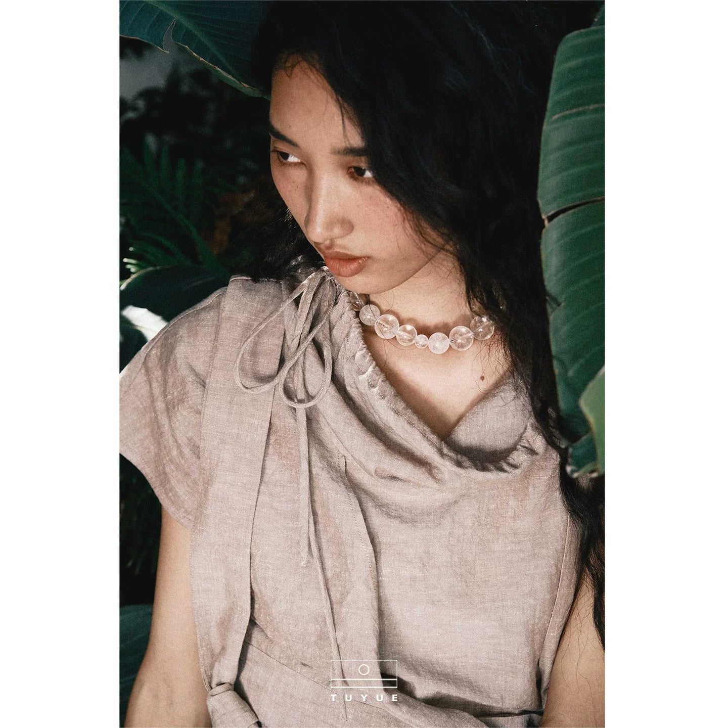 TUYUE natural white crystal hierarchical necklace- JOHN