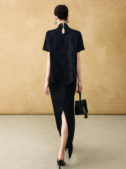 HECO Chinese acetate jacquard women's cool flesh covering elegant skirt - DATE.