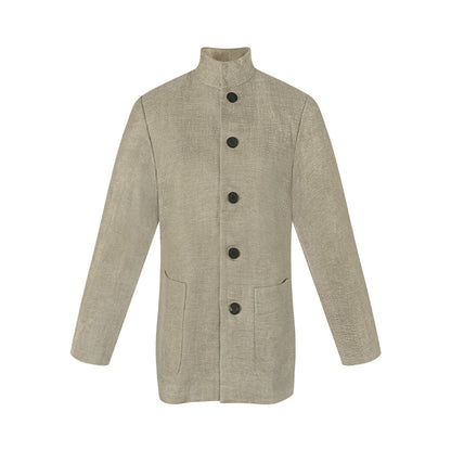 TUYUE Chinese style stand-up collar flap jacket linen casual suit- ARIANA.