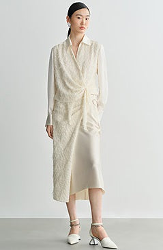 COMME MOI Lu Yan designer's women's satin stitching asymmetrical straight skirt - BILLY.