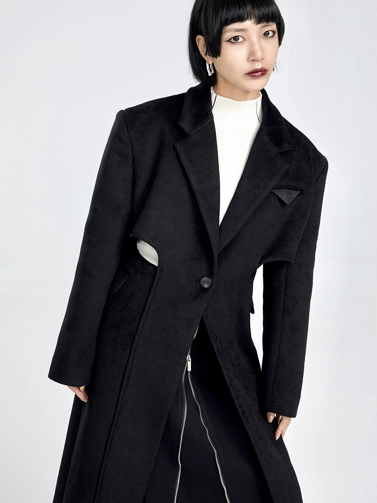 TINY IN two-piece cut-out black woolen coat-PRE