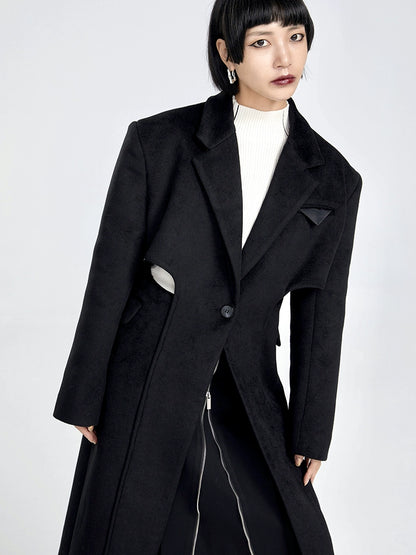 TINY IN two-piece cut-out black woolen coat-PRE
