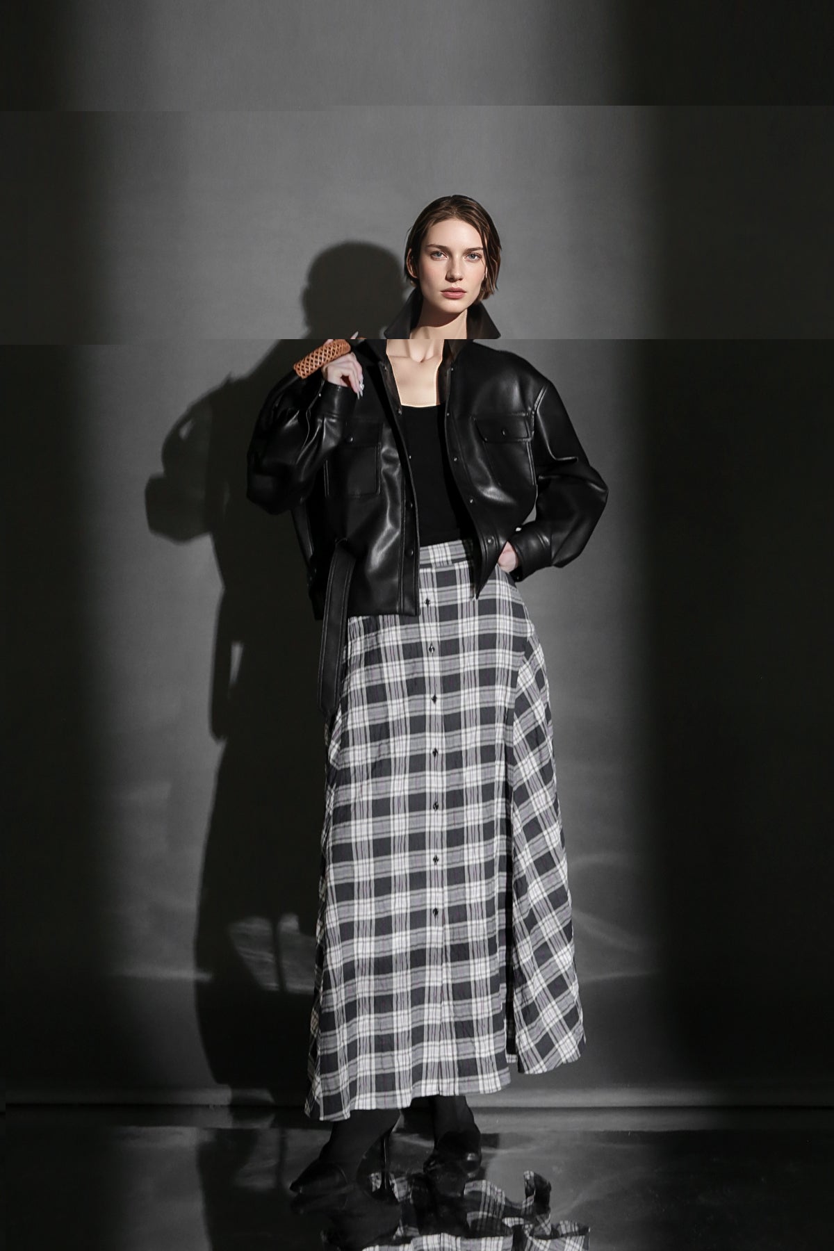 PIAOIN British Style Pattern Design A-Line Women's Fashionable Pleated Skirt -CHARLOTTE