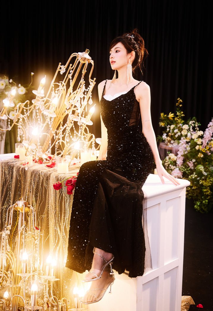DOLLY Luxury Black Sleeveless Sequin High Waist Fish Tail Sexy Evening Dress-LYRA M / Black DOLLY Luxury Black Sleeveless Sequin High Waist Fish Tail Sexy Evening Dress-LYRA M / Black