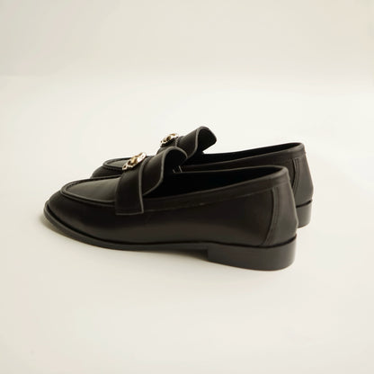 B-FEI classic black leather round-toe shoes-CHOJI.
